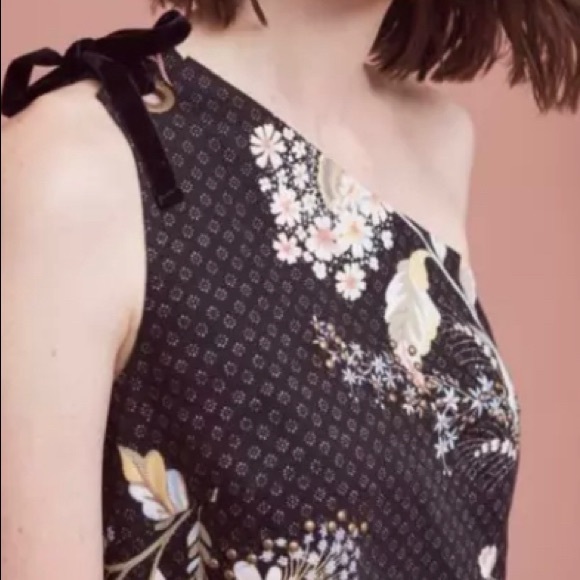 MAEVE FOR ANTHROPOLOGIE | one shoulder floral dress with lace trim - Picture 2 of 8